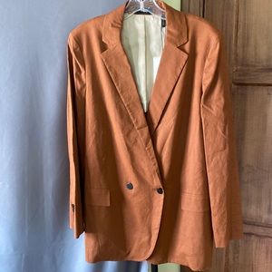 Theory linen jacket. Brand new with tags. Color: Cognac eco crunch wash.